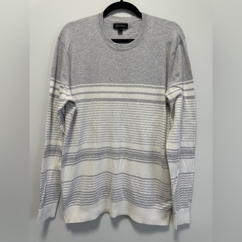 RW&CO. Gray and White Crewneck Sweater